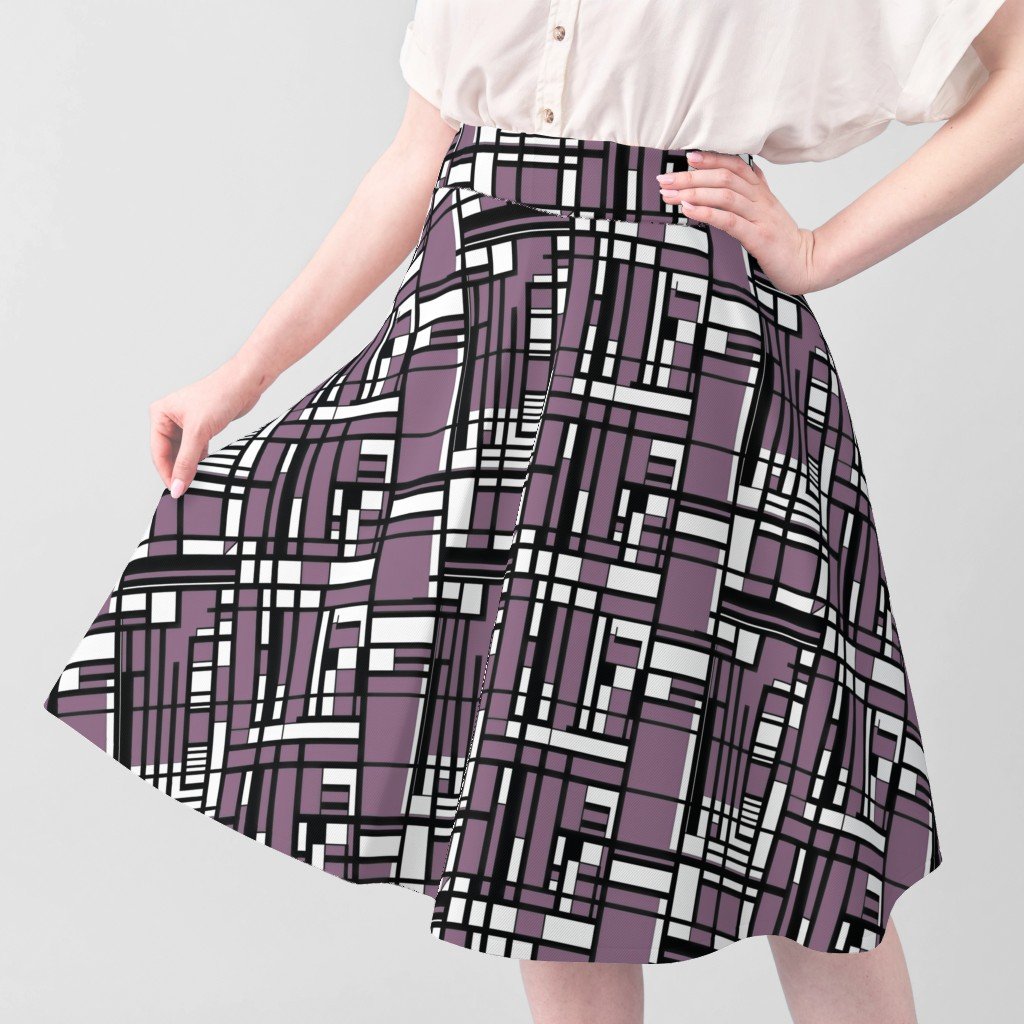 Mauve Modernist City Blocks Geometric Pattern Fabric abstract lines fabric