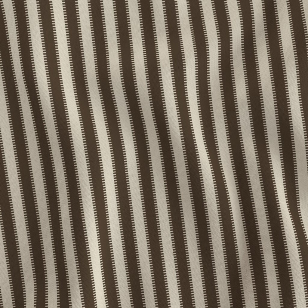 Serrated Rockpool Brown Small Stripe on Cream Fabric cool tone fabric