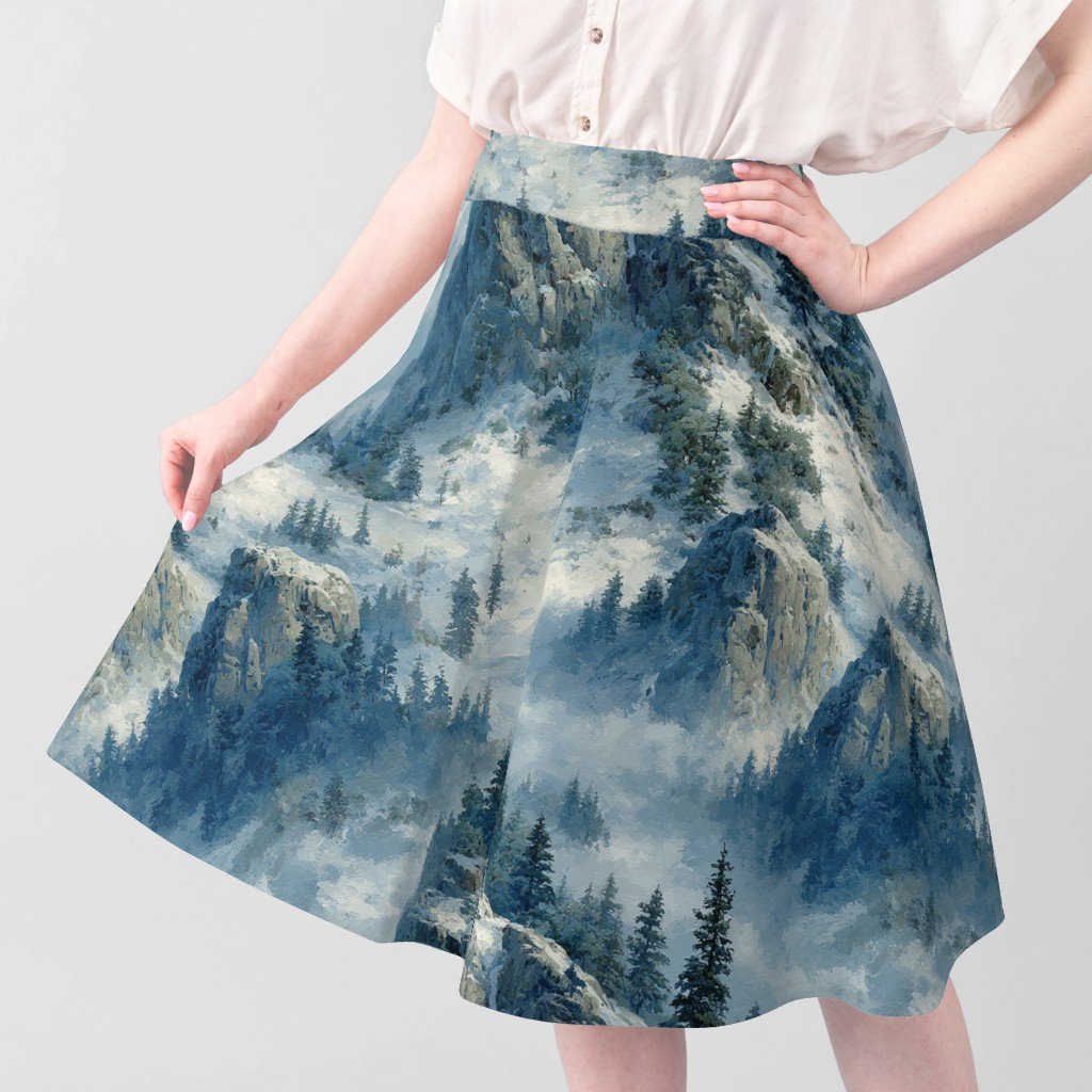 Olympic National Park Winter Christmas Watercolor Landscape Fabric coastline fabric