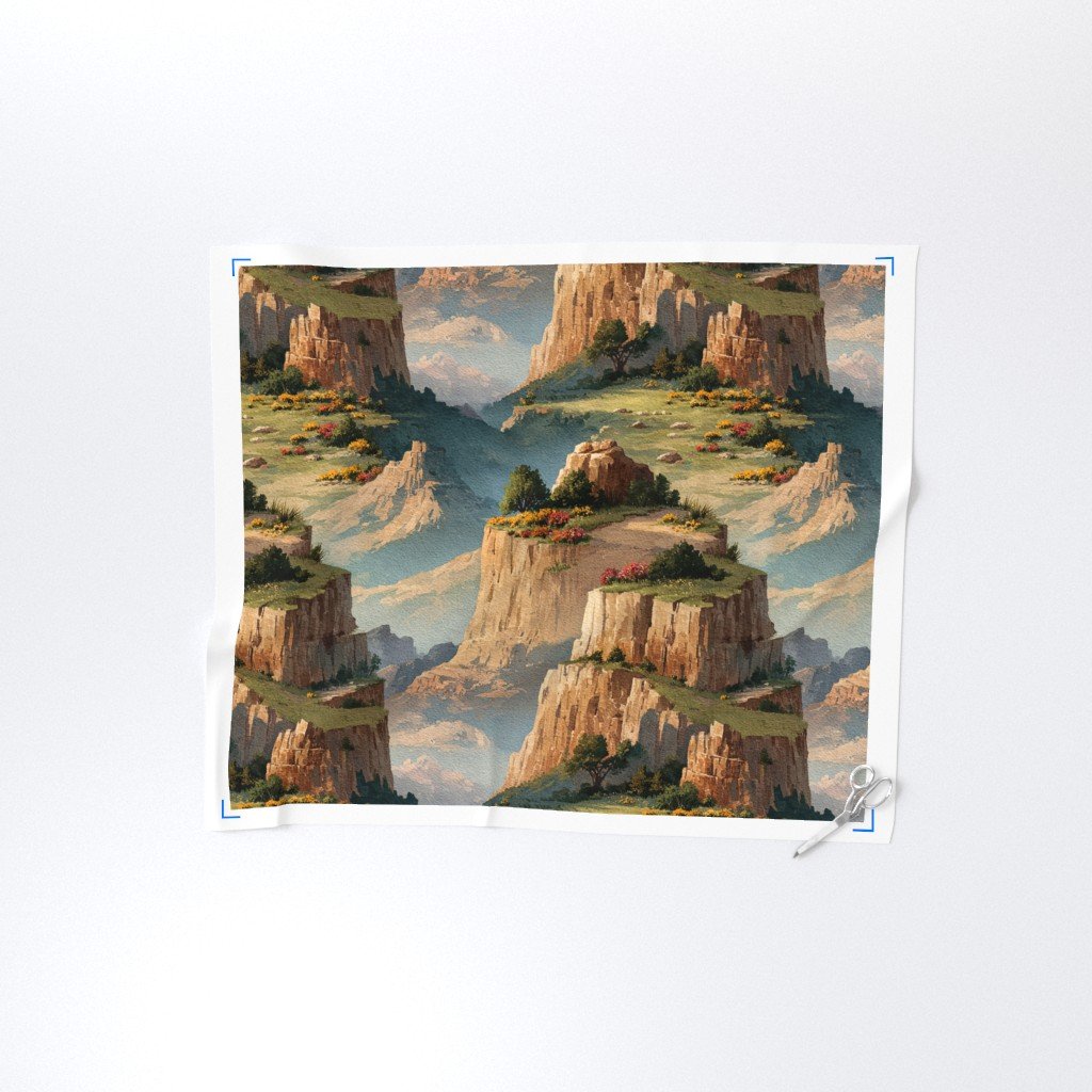 Spring Blossoms Over the Grand Canyon Watercolor Landscape Fabric national park fabric