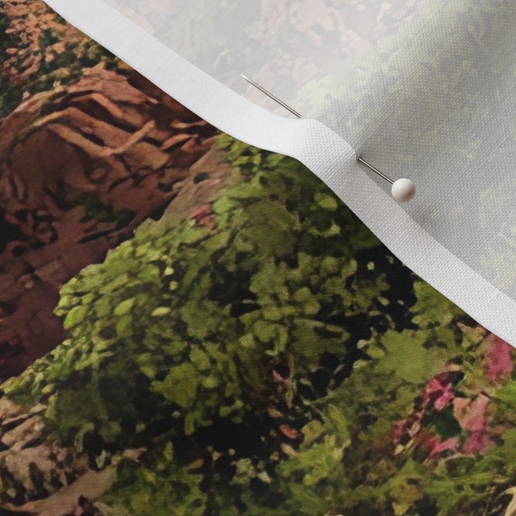 Spring Panorama of Zion Canyon Watercolor Landscape Fabric canyon fabric