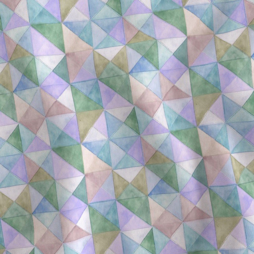 Soft Watercolor Quilted Patchwork Triangles in Mint Sage and Fabric baby shower fabric
