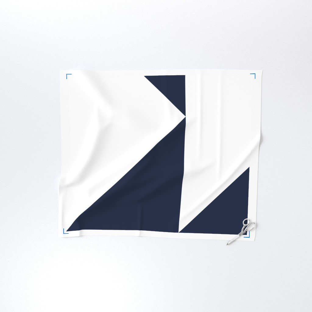 Bold Navy and White Oversized Geometric Triangle Fabric architectural fabric