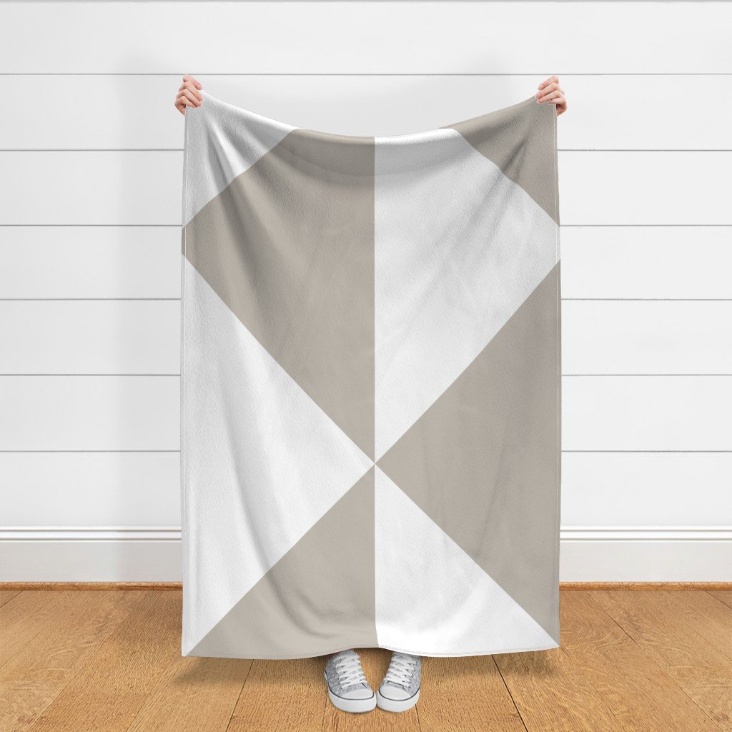 Bold Greige and White Oversized Geometric Diamond Wallpaper Fabric abstract fabric