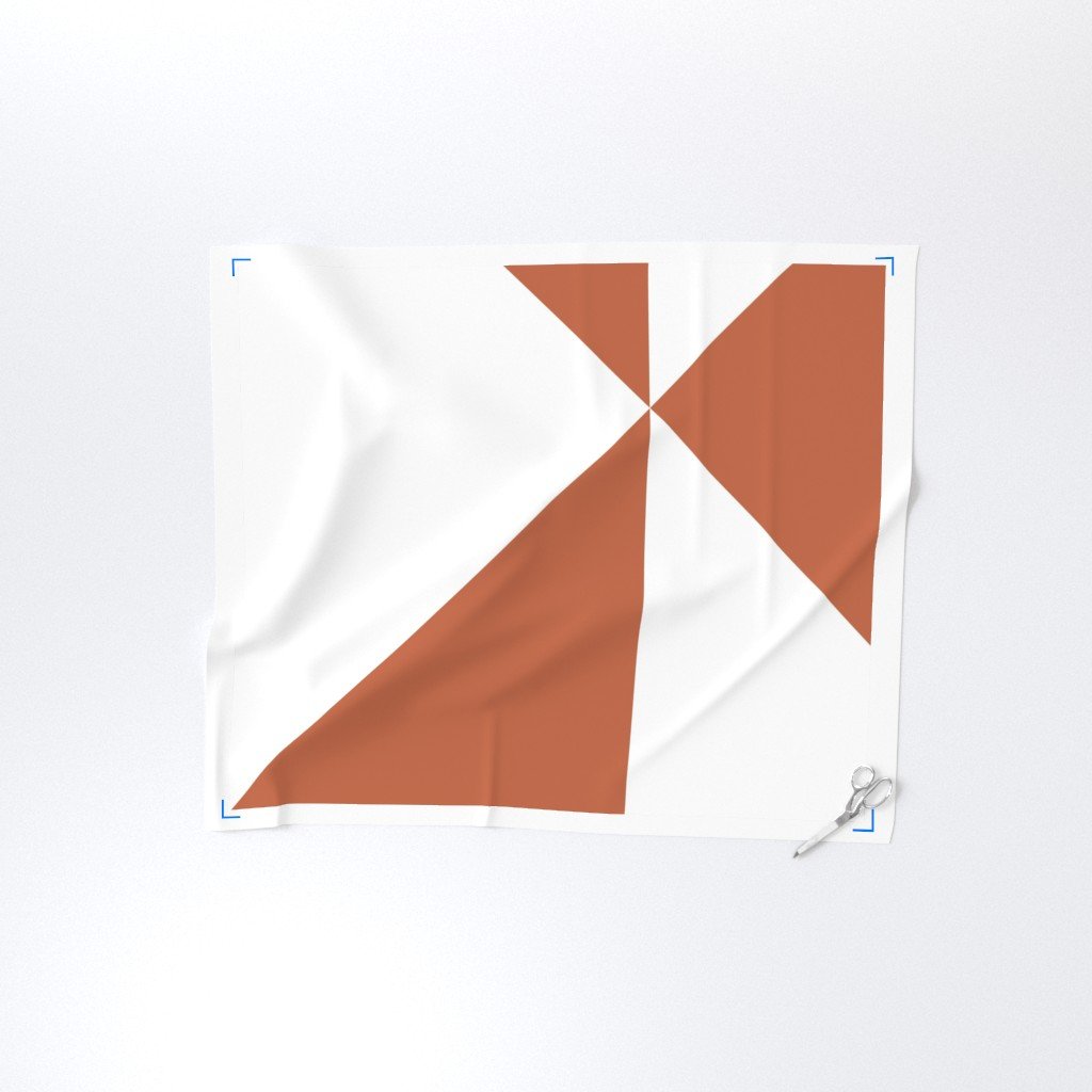 Bold Terracotta and White Oversized Geometric Diamond Fabric abstract fabric