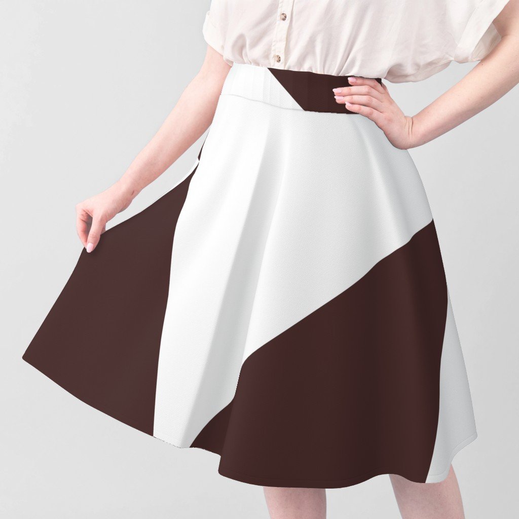 Bold Chocolate Brown and White Oversized Geometric Triangle Fabric chocolate brown fabric