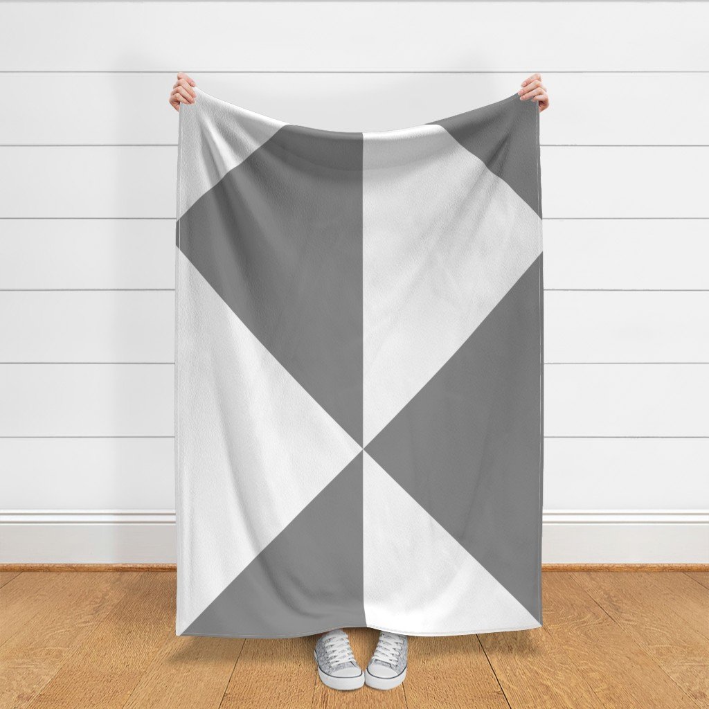 Bold Mid Gray and White Oversized Geometric Diamond Fabric abstract fabric