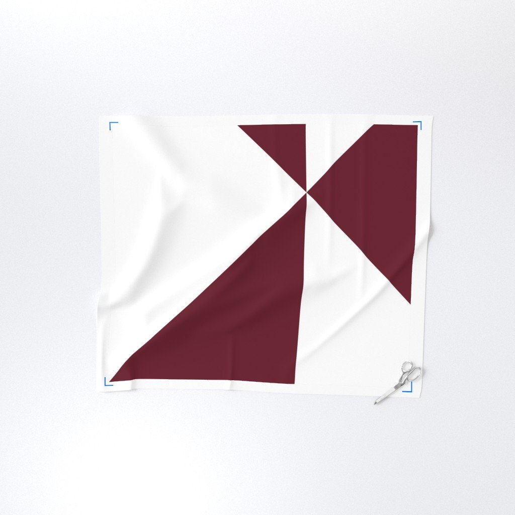 Bold Deep Burgundy and White Oversized Geometric Diamond Fabric lifestyle view
