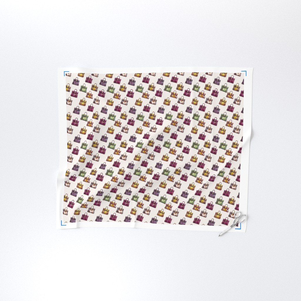 Small Scale Luxury Handbag Motif in Cool Jewel Tones Fabric fashion illustration fabric