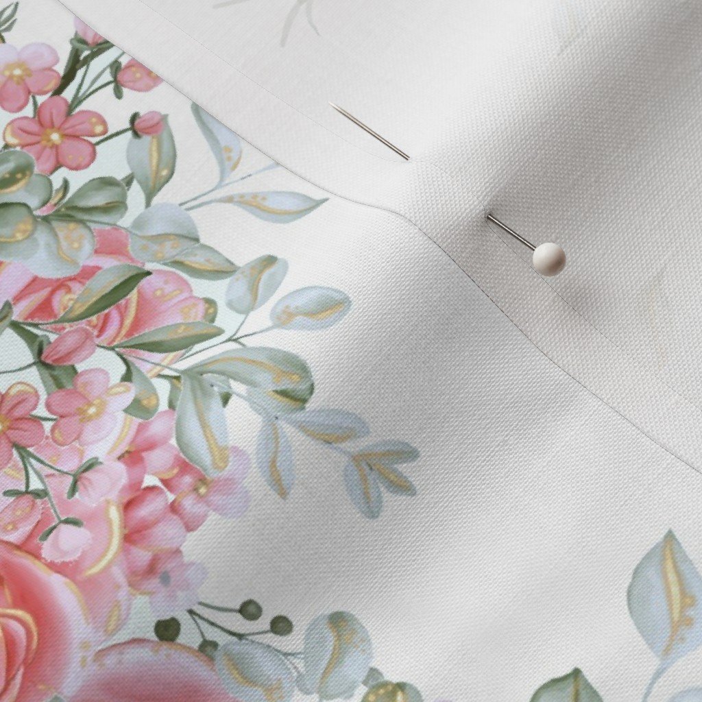 Vintage English Garden Watercolor Two Tone Pink Rose Stripe Pattern Fabric cottagecore fabric