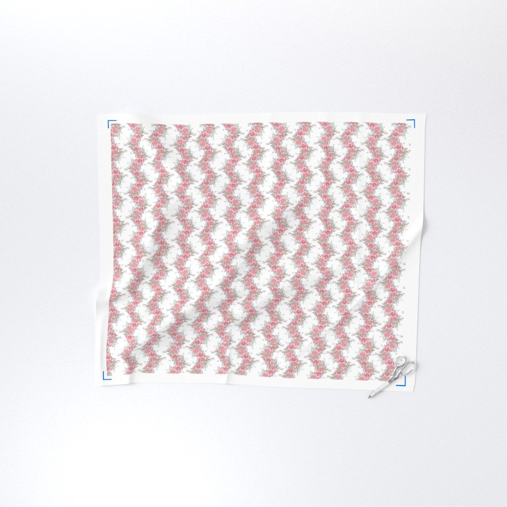 Vintage English Garden Small Soft Pink Rose Stripe Pattern on White Fabric botanical fabric