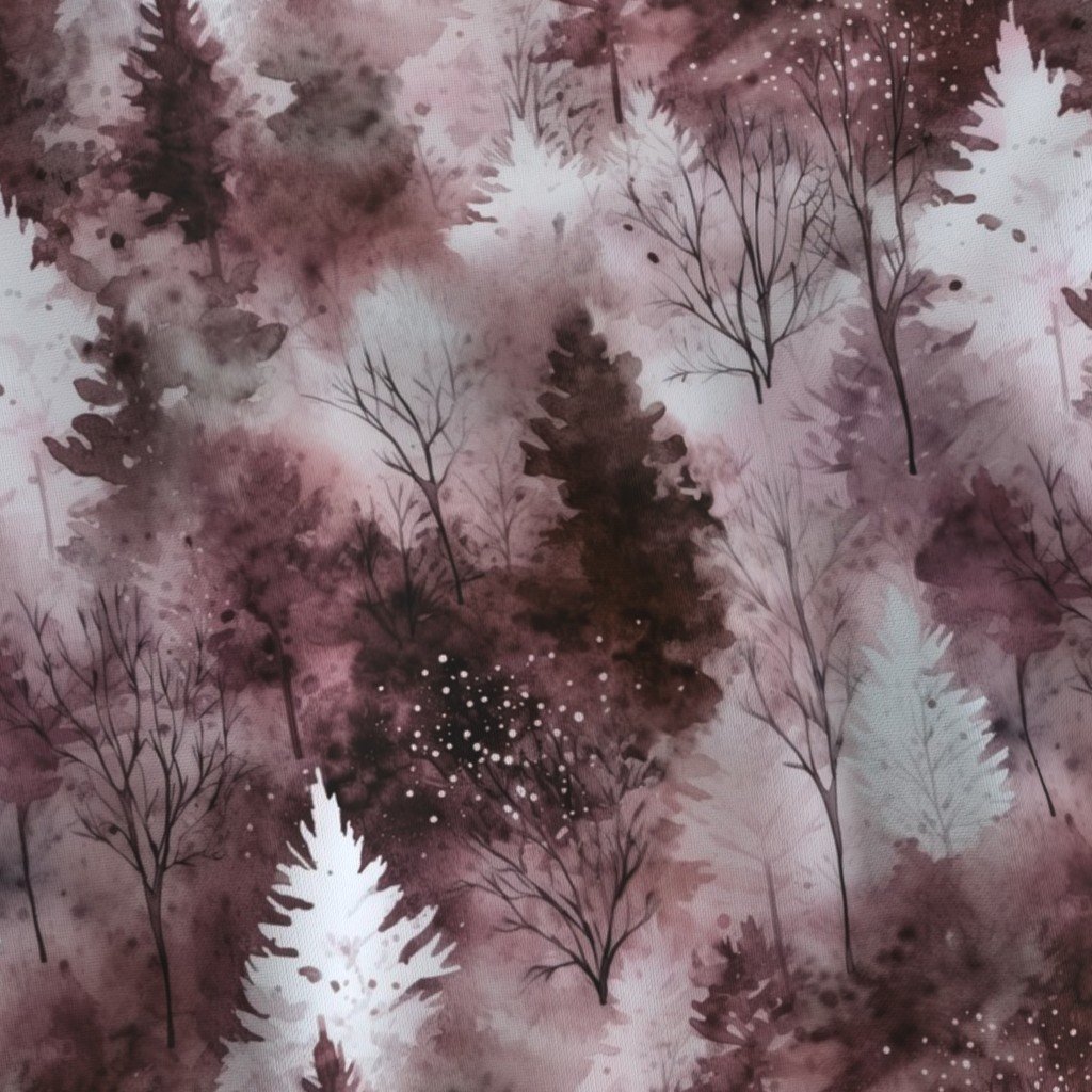 Small Endless Winter Tree Dreamscape Trees in Dusty Rose Misty Forest F Fabric warm tone fabric