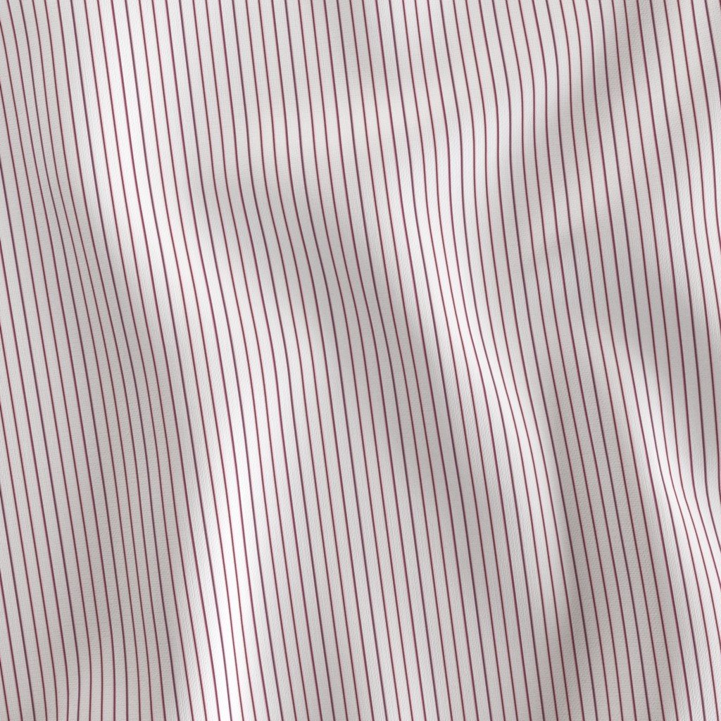 Classic Burgundy Pinstripe on White Office Stripe Pattern Fabric banker stripe fabric