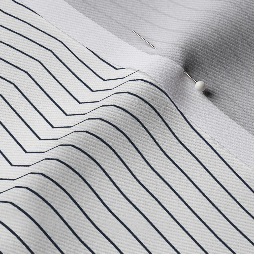 Classic Navy Blue Pinstripe on White Office Stripe Pattern Fabric banker stripe fabric