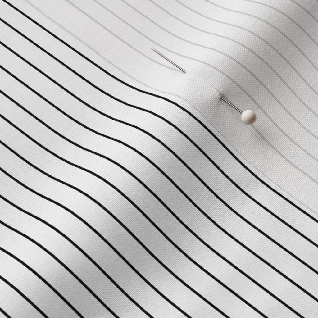 Classic Black Pinstripe on White Office Stripe Pattern Fabric banker stripe fabric