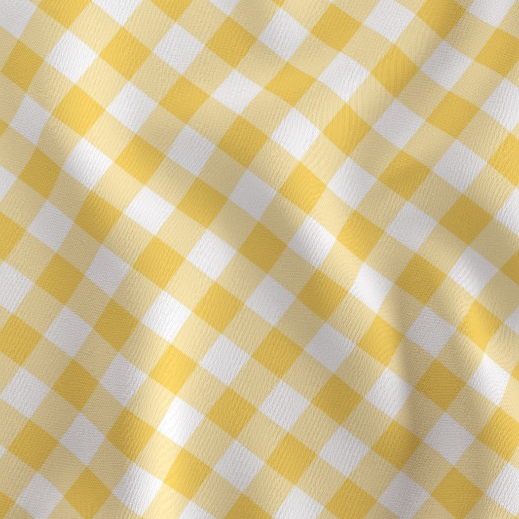 Lemon Yellow Gingham Check Plaid Fabric checkered fabric