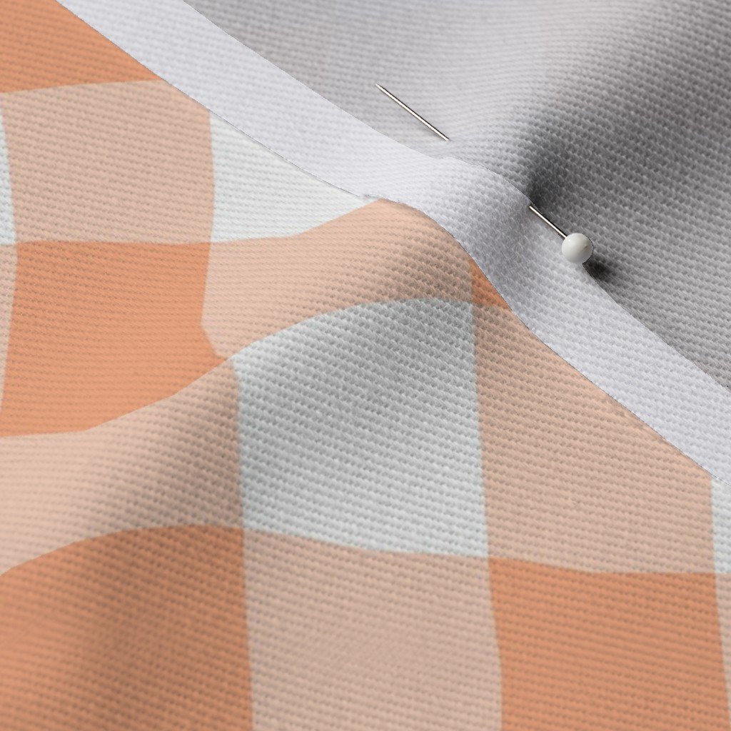 Peach Orange Gingham Check Plaid Fabric checkered fabric