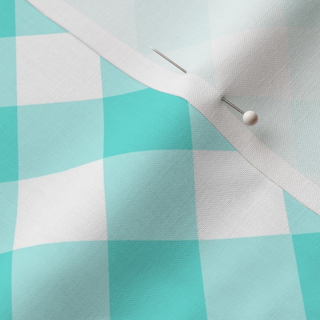 Turquoise Teal Gingham Check Plaid Fabric checkered fabric