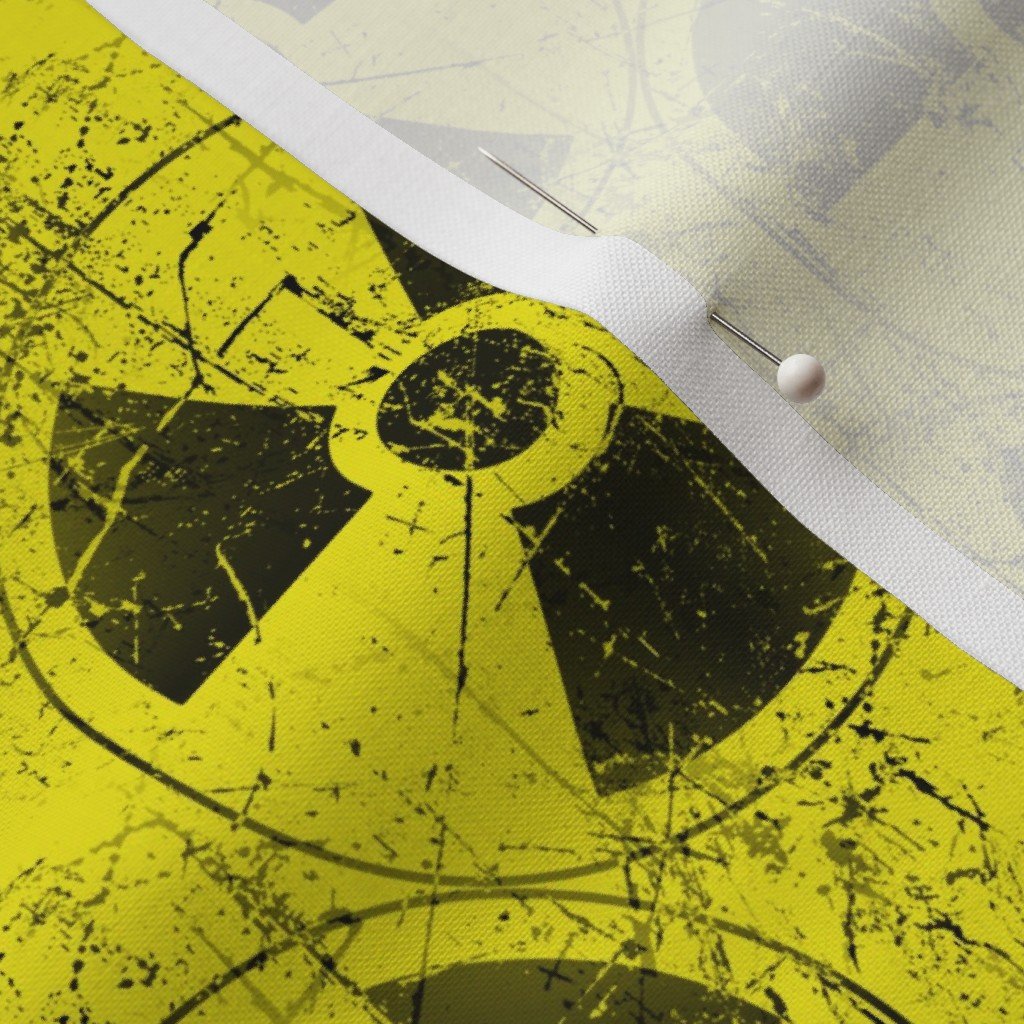 Toxic Yellow and Black Radiation Warning Grunge Pattern Fabric hazard symbol fabric