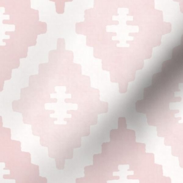Large Sun Faded Mediterranean Diamond Pattern in Blush Shell Pink Design Collection Home Styling Collection blush pink fabric design