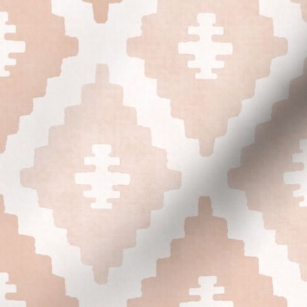 Large Sun Faded Mediterranean Diamond Pattern in Peach Sand Pink Decor Collection Interior Collection blush peach fabric design