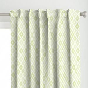 Small Sun Faded Mediterranean Diamond Pattern in Lime Sage Green Interior Collection Design Collection faded botanical curtain design