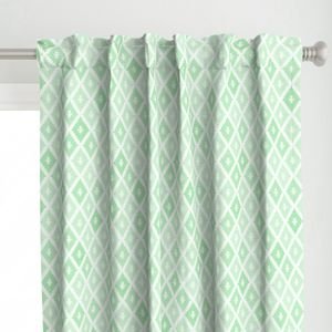 Small Sun Faded Mediterranean Diamond Pattern in Seafoam Mint Green Design Collection Interior Collection faded botanical curtain design