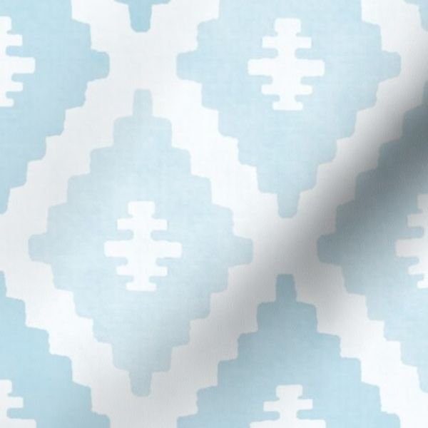 Large Sun Faded Mediterranean Diamond Pattern in Powder Sky Blue Home Styling Collection Home Decor Collection faded blue fabric design