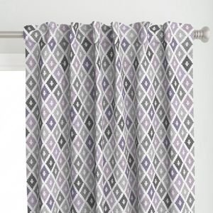 Small Sun Faded Mediterranean Diamond Pattern in Smoky Lavender Slate Decor Collection Home Styling Collection cool tone curtain design