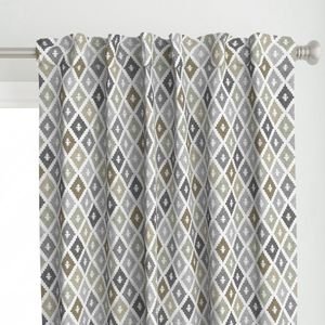 Small Weathered Olive Sage Diamond Pattern in Charcoal and Sand Home Styling Collection Home Decor Collection earth tone curtain design