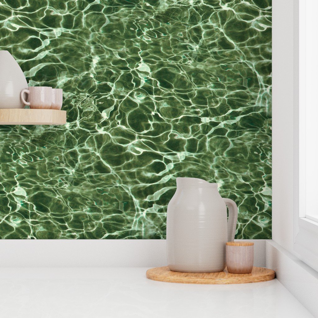 Formentera Emerald Cove Water Ripples Wallpaper cool tone wallpaper