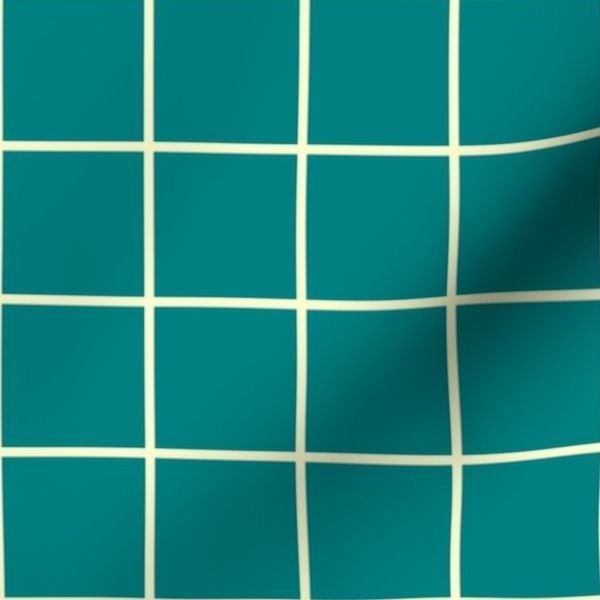 Classic Cream White and Teal 2 Inch Grid Interior Collection Home Styling Collection 2 inch fabric design