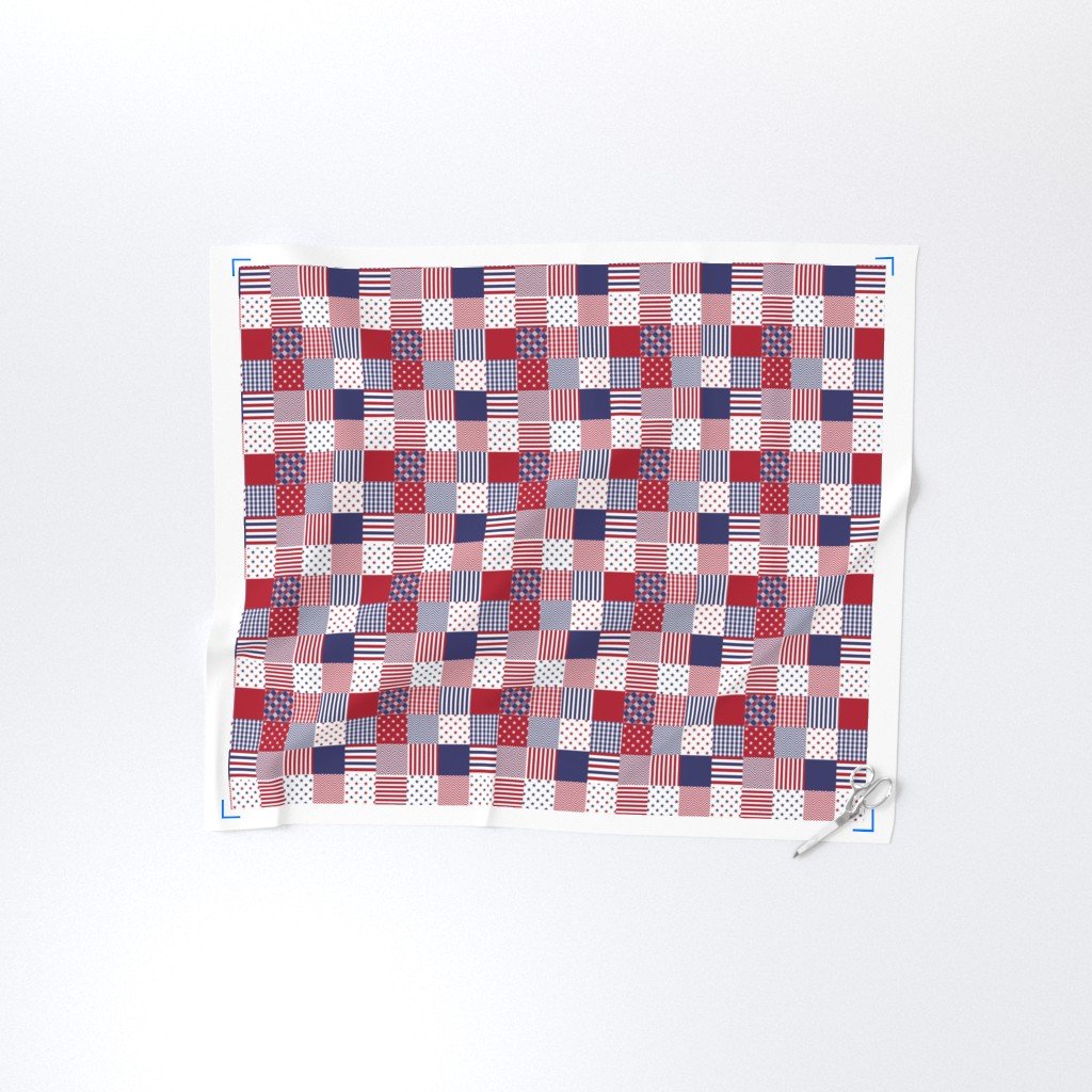 USA Mini Flag Patchwork Quilt Squares Fabric gingham check fabric