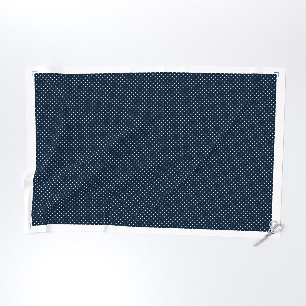 Mini White Polkadots on Navy Blue Fabric marine blue fabric