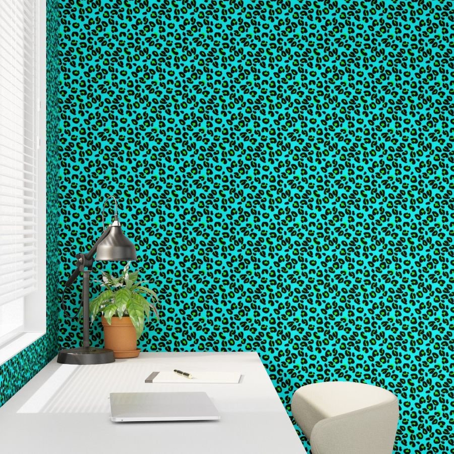Leopard Spots Aqua Decor Collection Design Collection big cat wallpaper