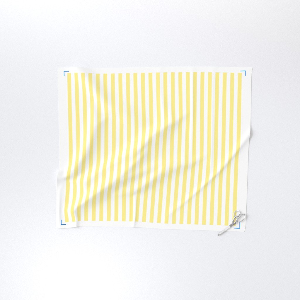 Buttermilk Yellow and White Wide Stripes Fabric bright yellow fabric