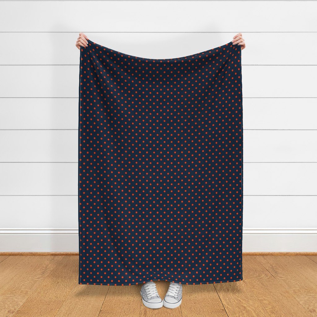 Navy and Orange Polka Dots Fabric navy and orange fabric
