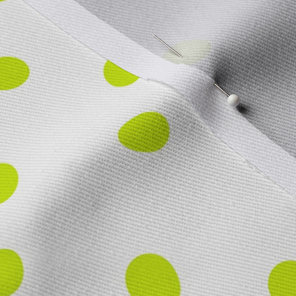Lime Punch Polkadots on White Fabric lime green white dot fabric