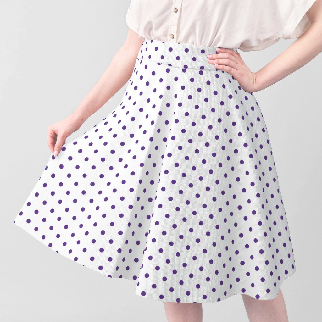 Ultra Violet Purple Polkadots on White Fabric polka dots fabric