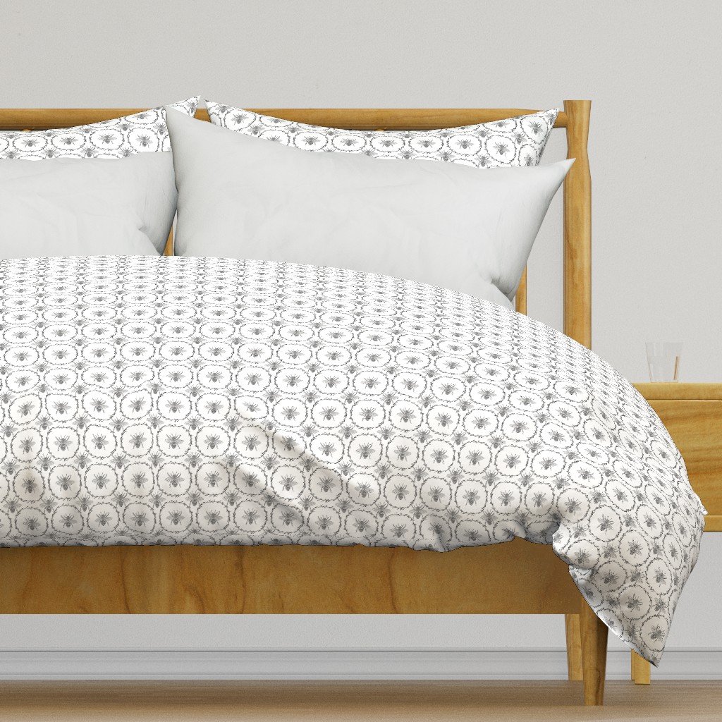 Royal queen honey bee duvet cover in grey by Paper & Frill
