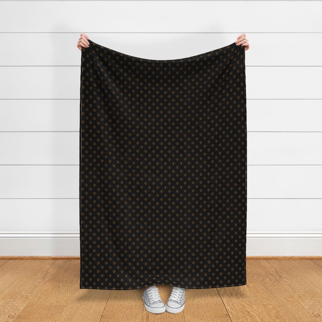 Royal Gold Queen Bees on Black Fabric faux metallic fabric