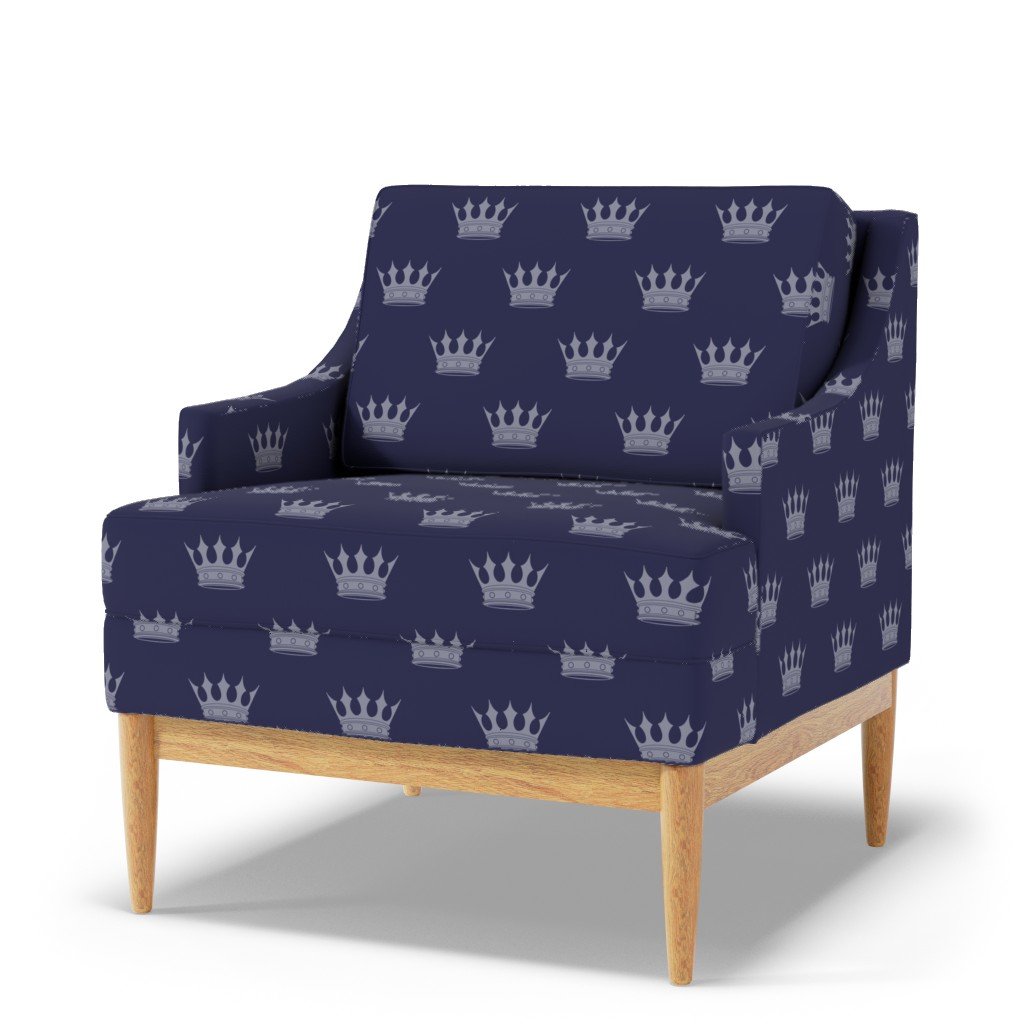 Royal Blue on Blue Crowns Fabric blue crowns fabric