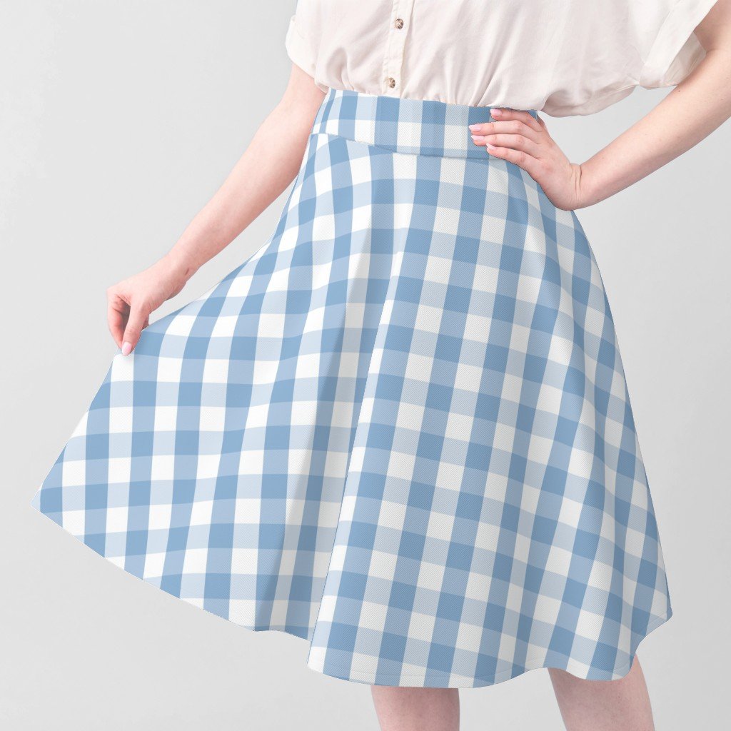 Airy Blue Gingham Check Fabric blue and white fabric