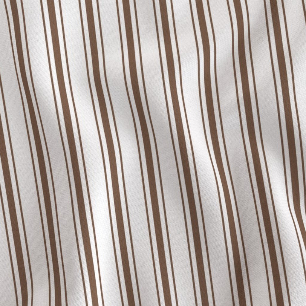 Mattress Ticking Narrow Striped Pattern in Chocolate Brown and White Fabric bedding stripes fabric
