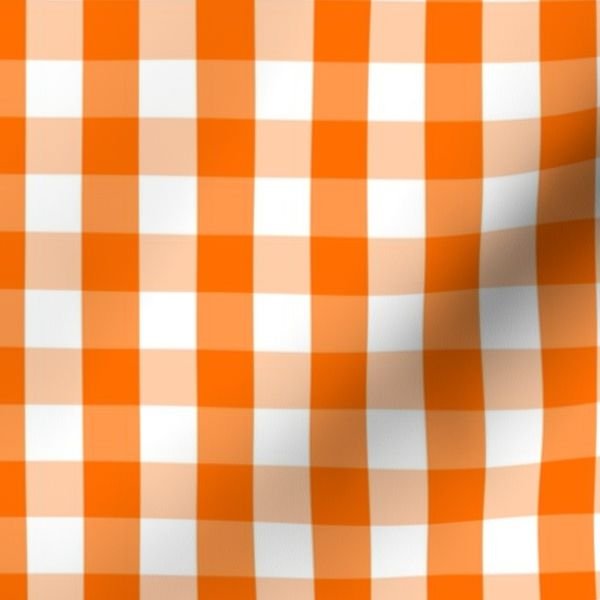 Small Pumpkin Orange and White Gingham Check Pattern Design Collection Home Styling Collection classic pumpkin fabric design
