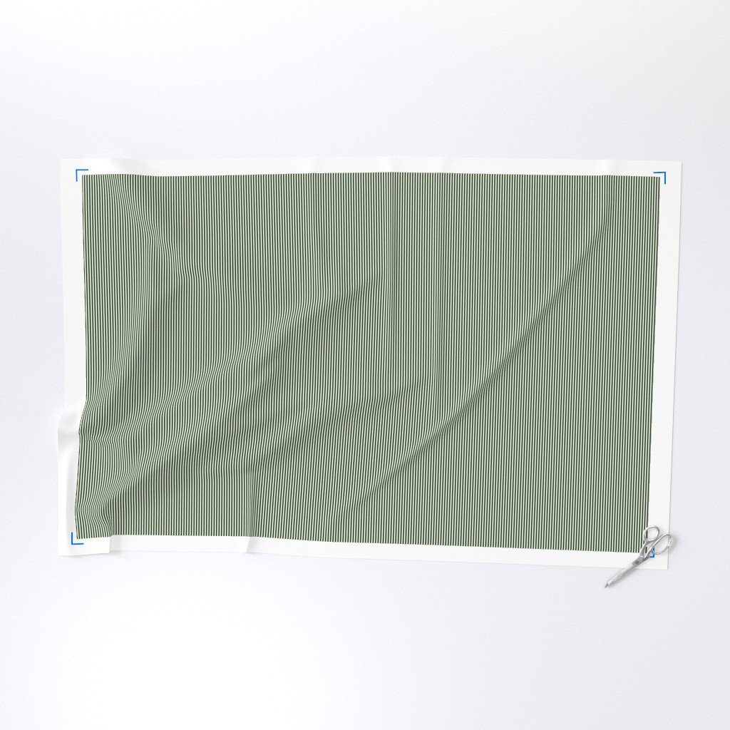 Forest Green and White 1/8-inch Thin Pencil Vertical Stripes Fabric dark forest green fabric