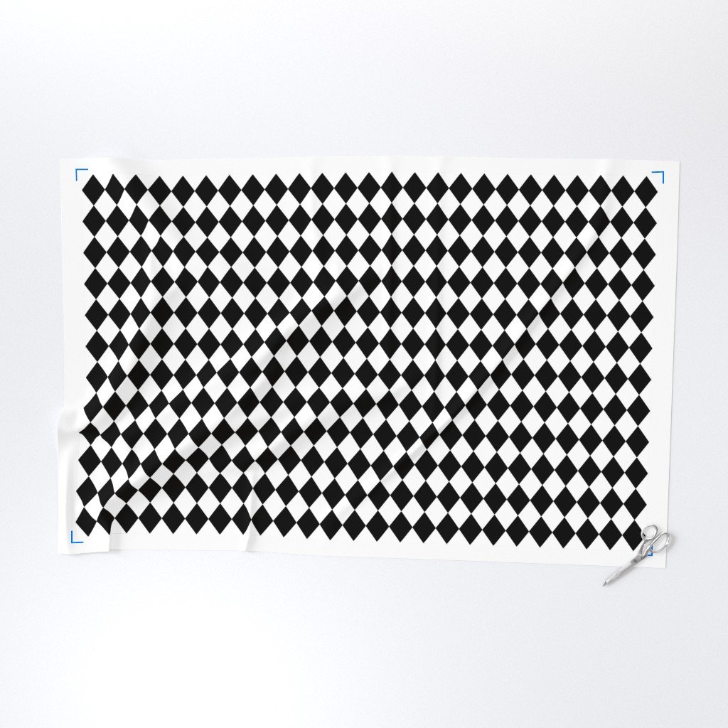 Black and White Small Modern Diamond Pattern Fabric black and white fabric