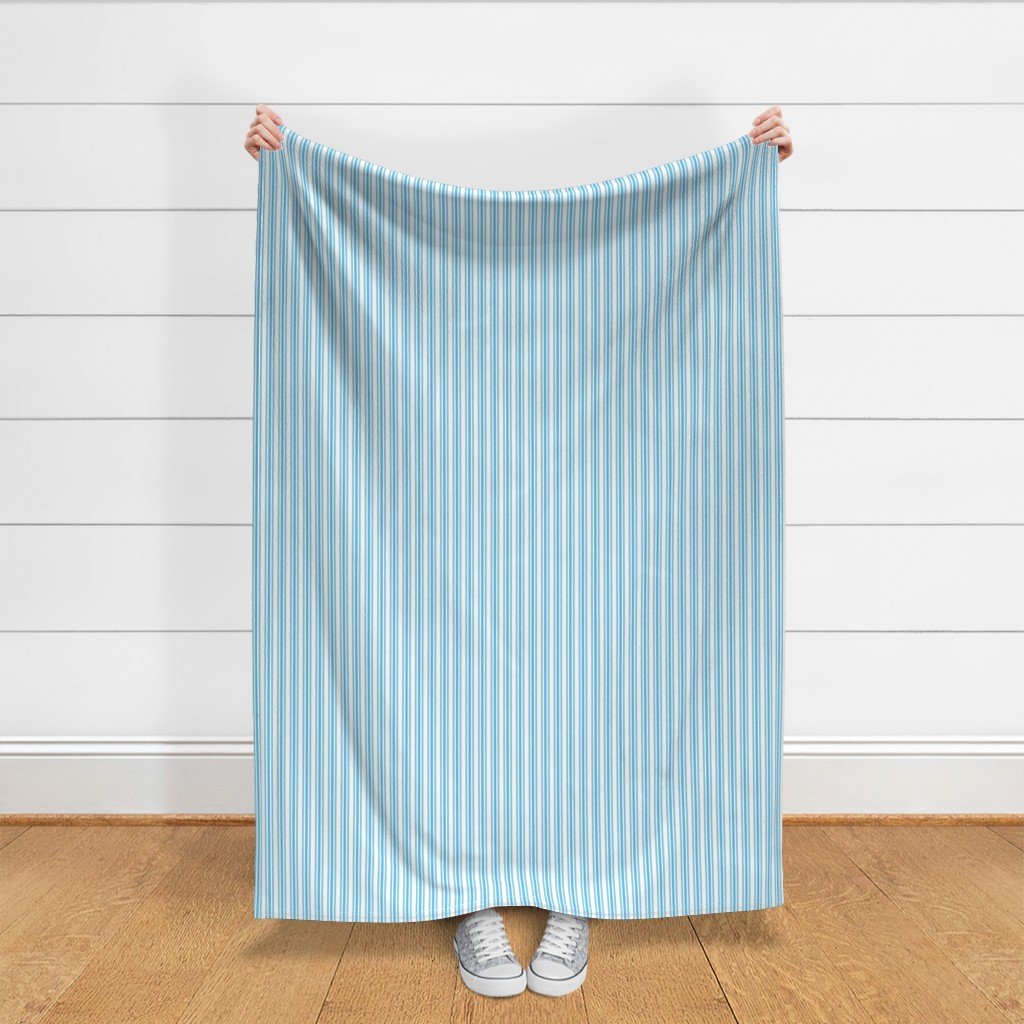 Trendy Large Blue Sky Pastel Blue French Mattress Ticking Double Fabric blue and white fabric