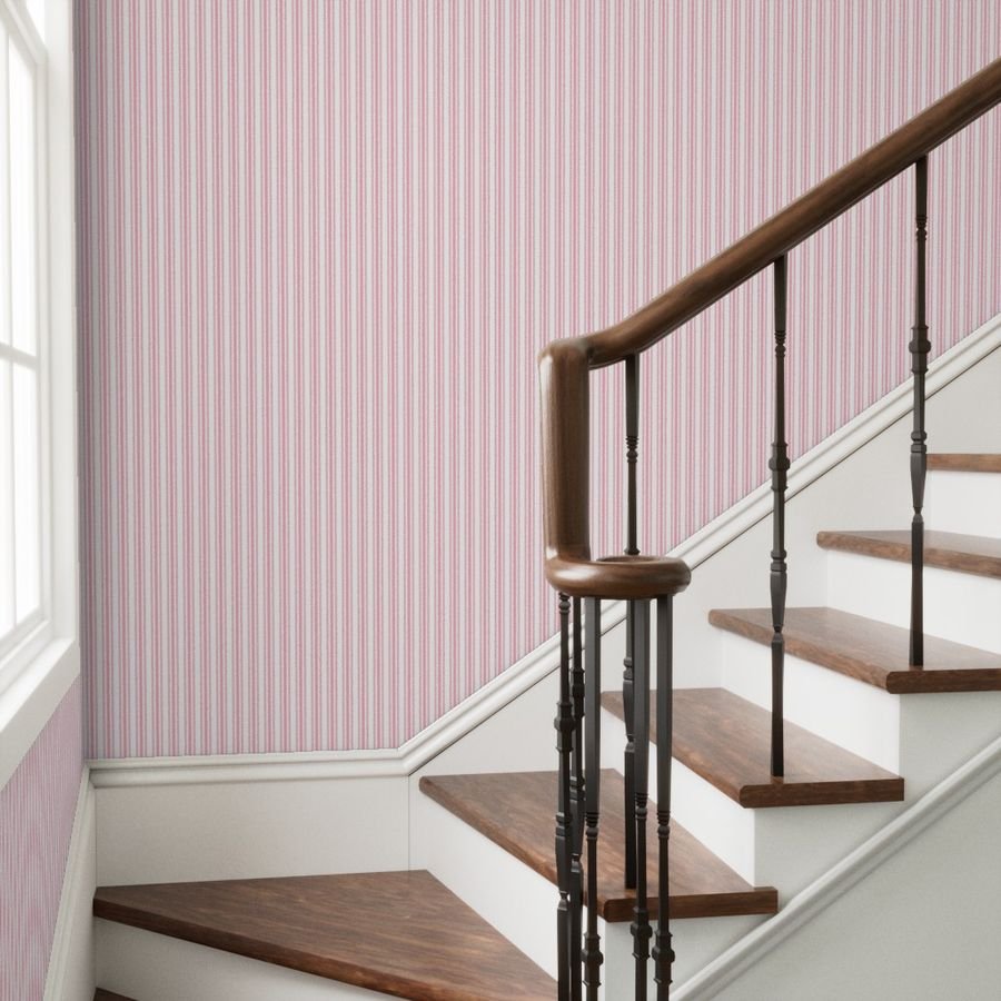 Classic Small Pink Petal French Mattress Ticking Double Stripes Wallpaper petal and white wallpaper