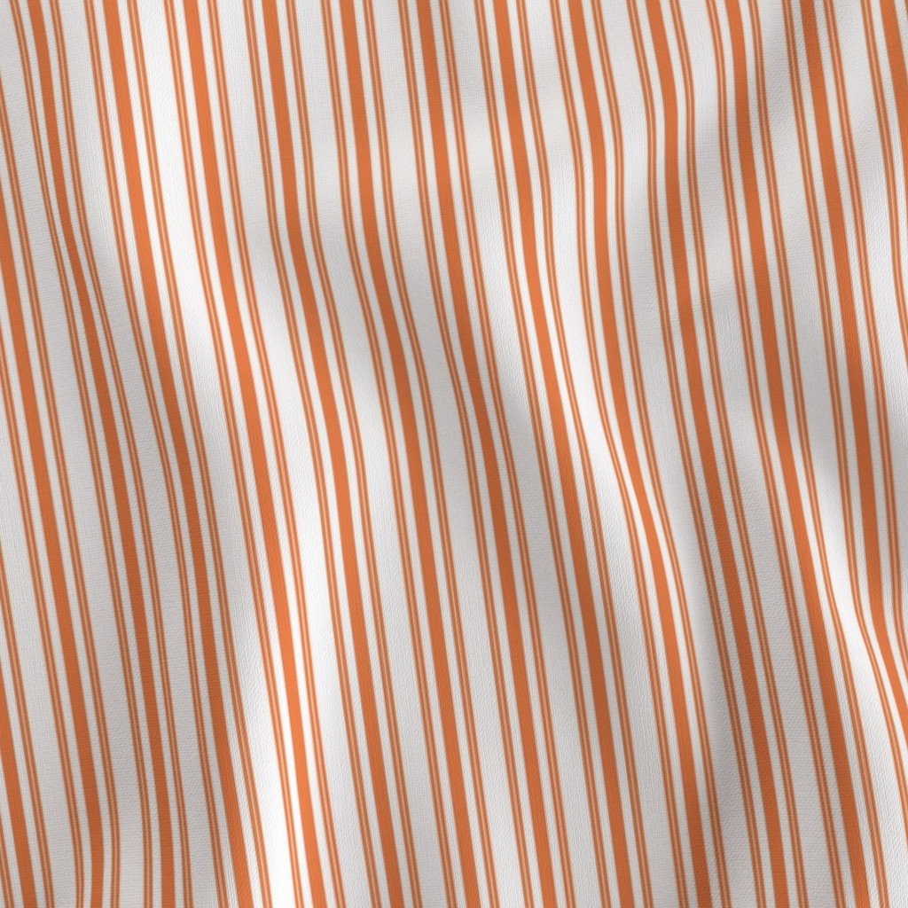 Trendy Large Orange Soda French Mattress Ticking Double Stripes Fabric orange and white fabric